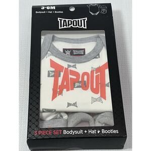 Official UFC WWE TAPOUT Baby's 3 Pc Bodysuit, Hat & Booties Gift Set 3-6M Sealed